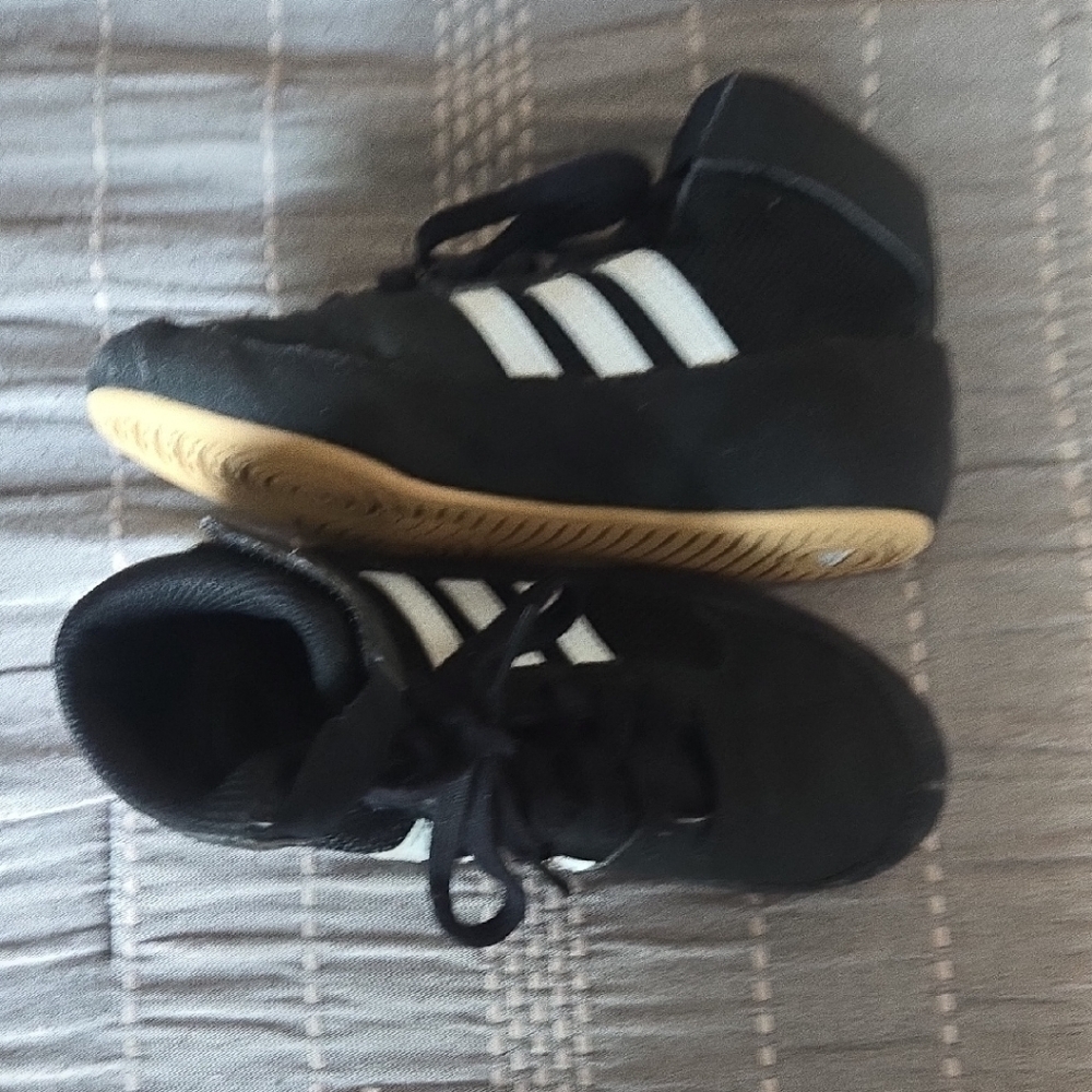 Kids Black and White Athletic Shoes with Gum Sole